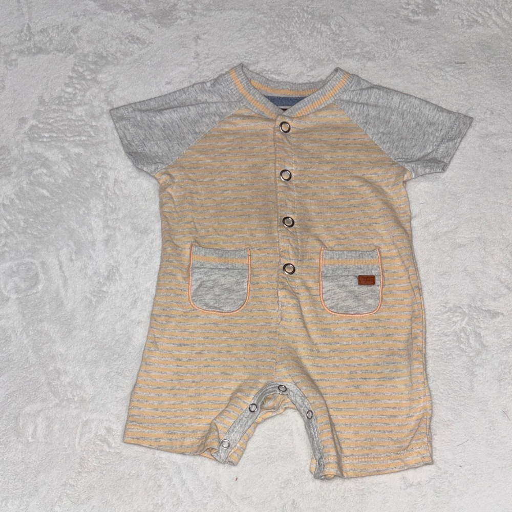7 for all mankind Striped Yellow & Gray Baby Romper